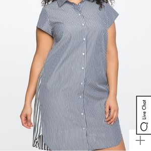 Eloquii Mixed Striped Hi-Lo Shirt Dress Size16
